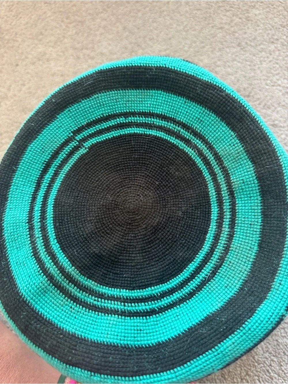 Green & Black Zigzag Knit Storage Basket